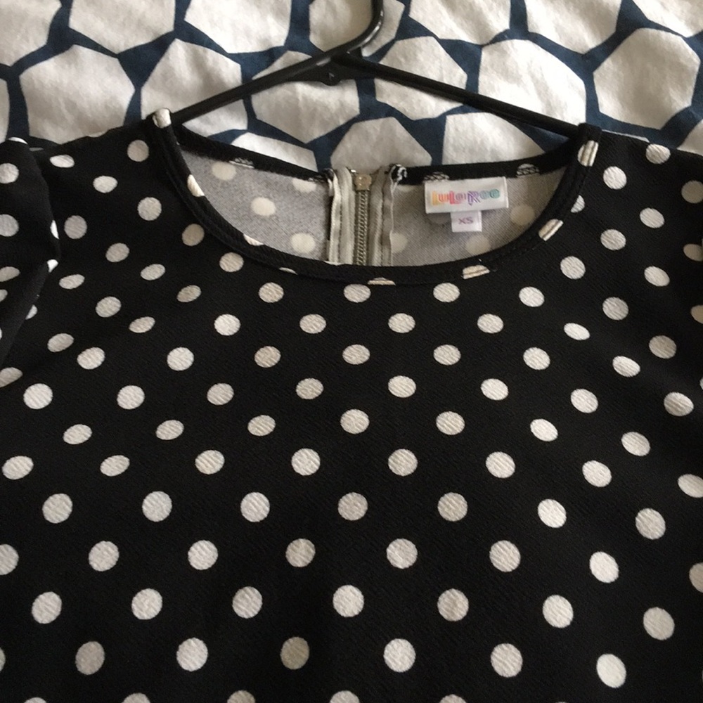 XS LulaRoe black and white polka dot dress
